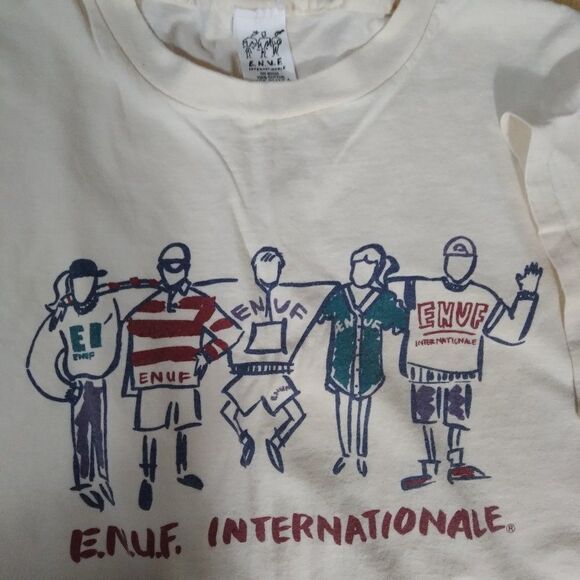 Vintage E.N.U.F. Internationale Figures People Graphic T-Shirt - Picture 1 of 8